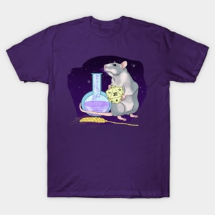 Rat with a magic potion. Starry sky. D20 T-Shirt